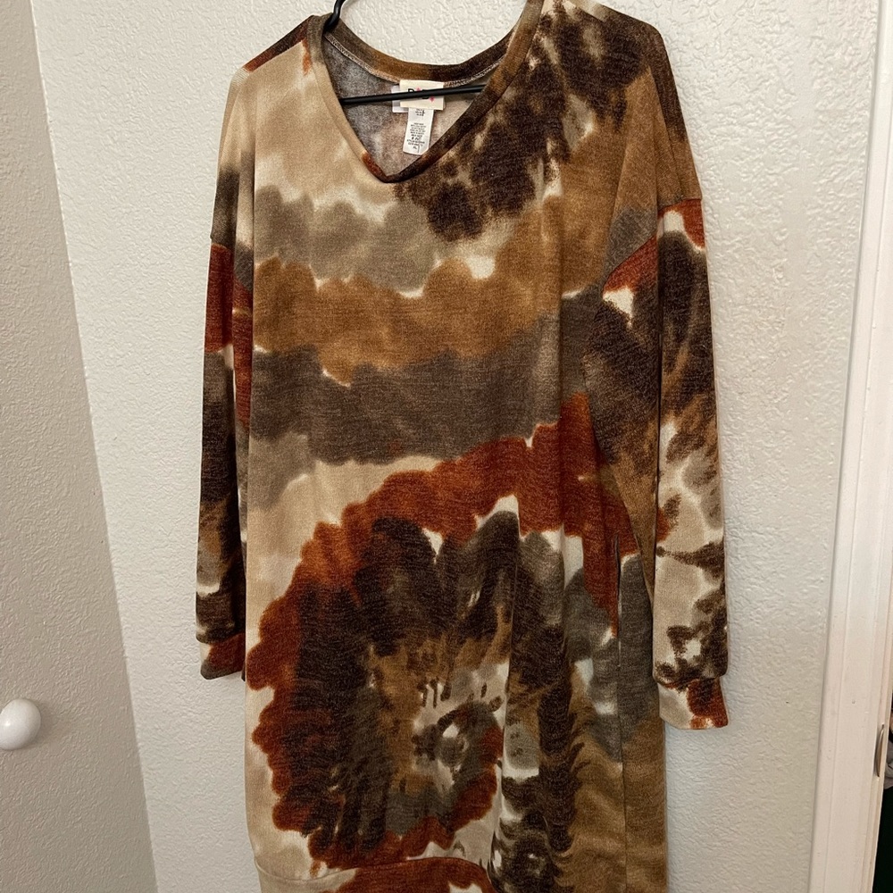 NWT BIBI Earth Toned Dress MIDI